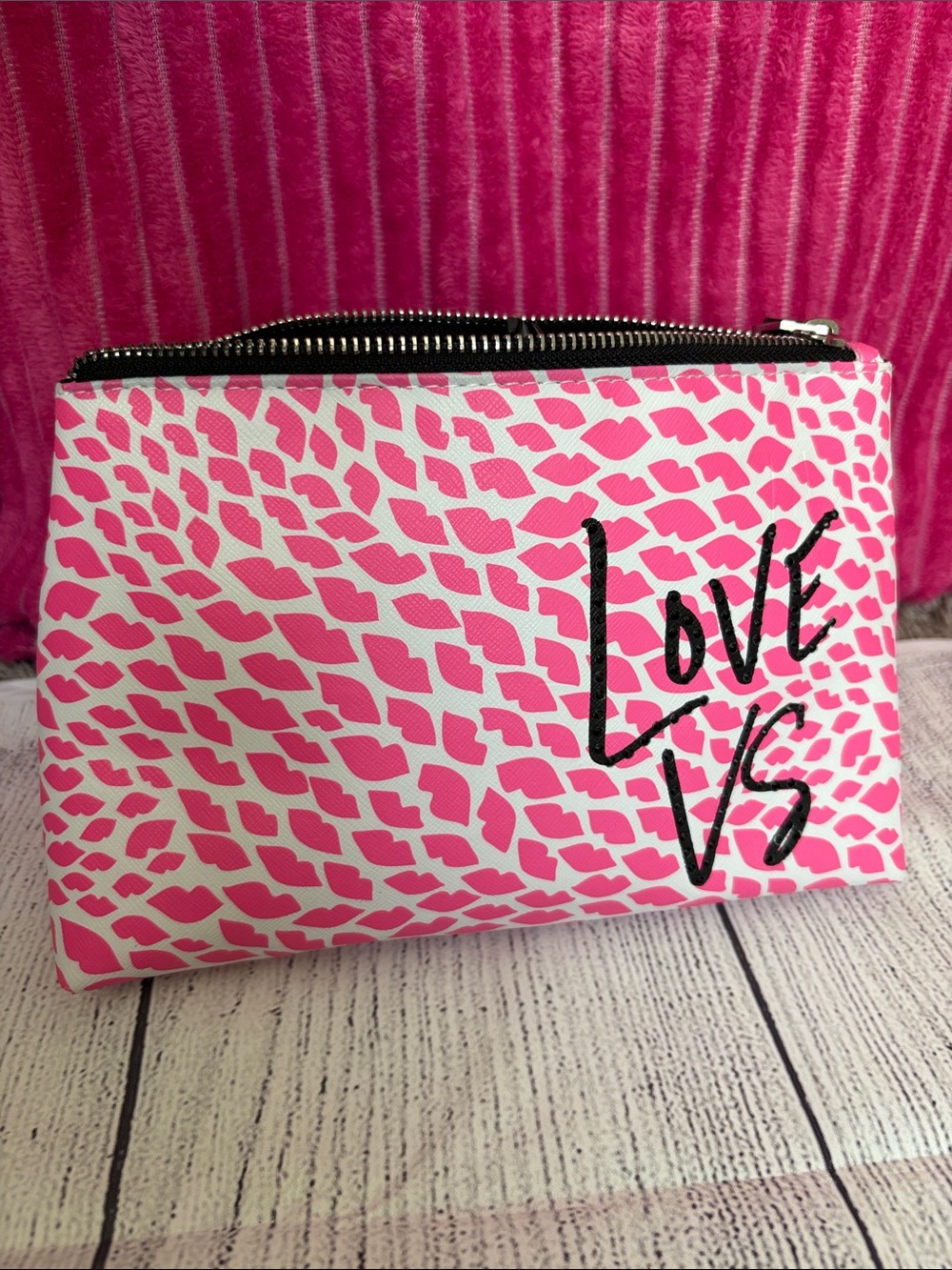 Victoria’s Secret pink neon love VS makeup bag